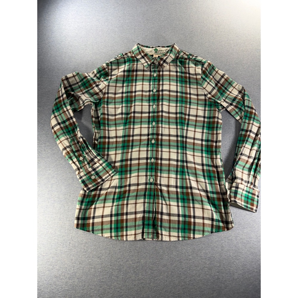 Brooks Brothers Red Fleece Plaid Button Down Shirt Green Brown White Size 10
